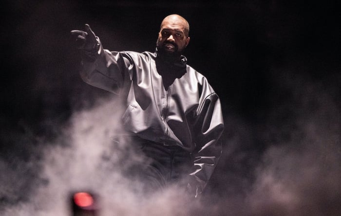 Kanye West performing live on stage