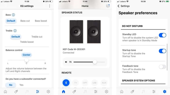 Top control panel of KEF Coda W