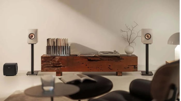 KEF LS50 speakers in new colors; a perfect blend of style and sound.