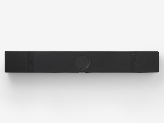 Closeup of KEF XIO soundbar fabric texture