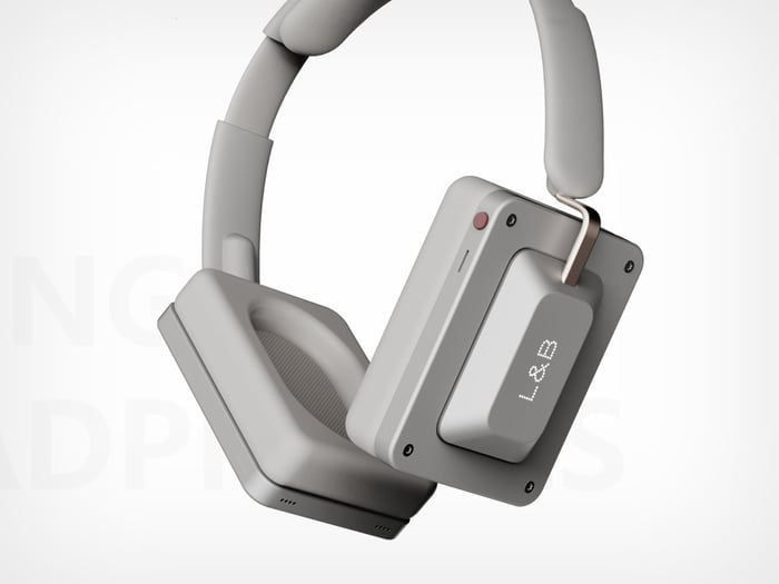 Keycap-inspired rectangular headphones showcasing their unique geometric design