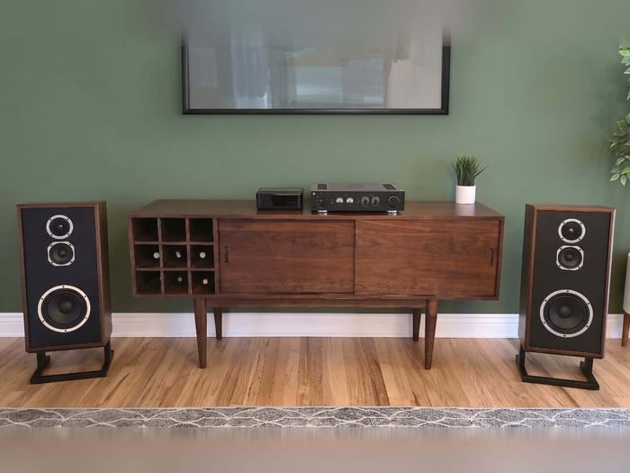 The KLH Model Four offers floorstanding power in a sleek, apartment-friendly design.