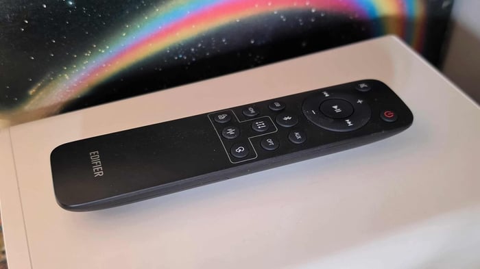 Rear view of Edifier M90 shows the rich array of ports