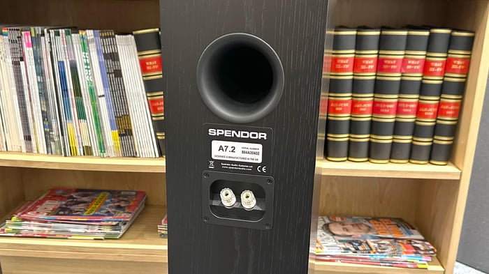 Spendor A7.2 in a listening room, requiring careful positioning for best sound.