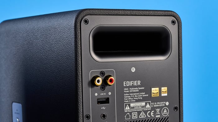 Close-up of the speaker's LED effects during music playback