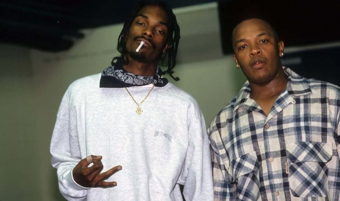 Snoop Dogg and Dr. Dre at The Source Awards, held at The Paramount Theater at Madison Square Garden, on August 3, 1995 in New York City.