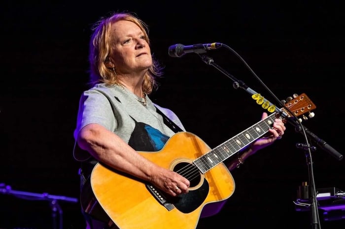 Emily Saliers of the Indigo Girls performs onstage at Ravinia on August 11, 2024, in Highland Park, Illinois.