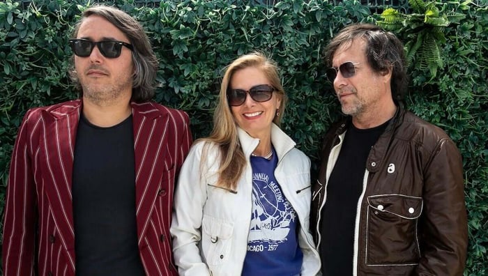 The band Ivy during a visit to Los Angeles while on tour behind their new album, 'Traces of You,' their first since 2011 and the 2020 death of band member Adam Schlesinger. (L to R) Bruce Driscoll with founding members Dominique Durand, and Andy Chase. (All photos by Steve Appleford)