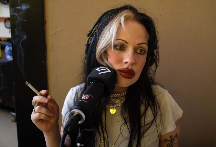 Singer Kelsy Karter during a recording session for a new album by her band, Kelsy Karter and the Heroines. The record is being recorded at Studio 606, the Foo Fighters private studio in Northridge, Calif. (All photos by Steve Appleford)