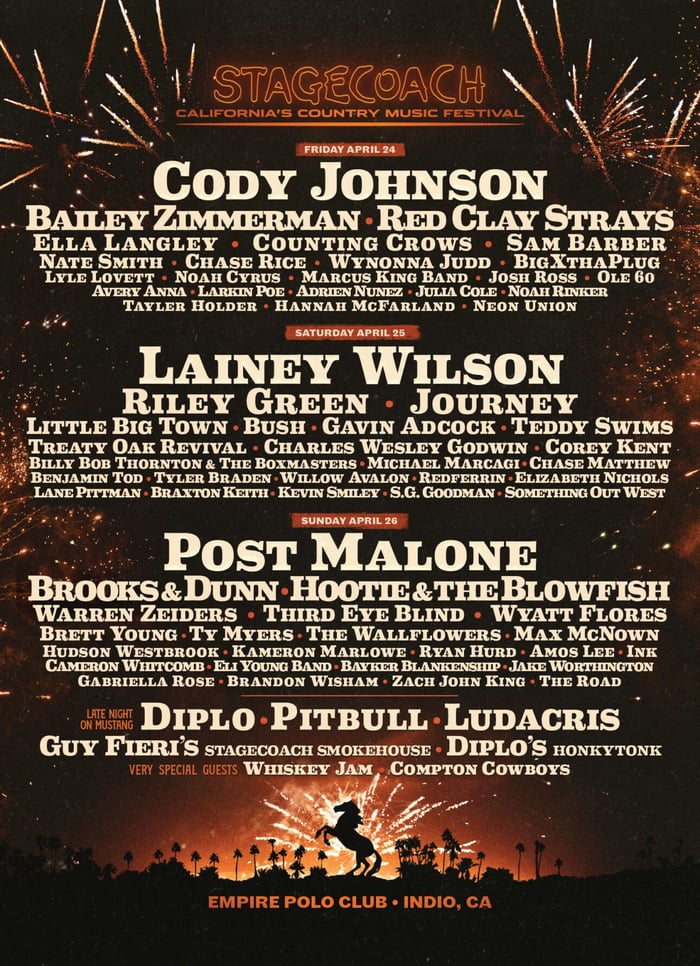 Stagecoach Festival 2025 full lineup poster