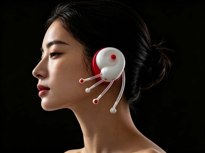 Tentacles tapping cheeks in rhythmic pattern