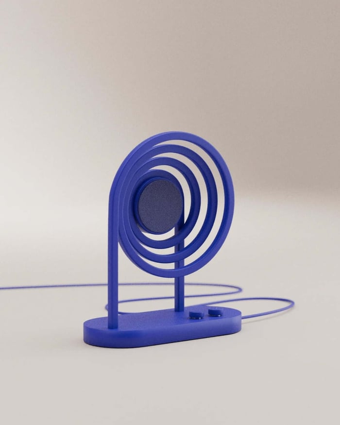 Side view of Loopen showing slim uprights and oval base