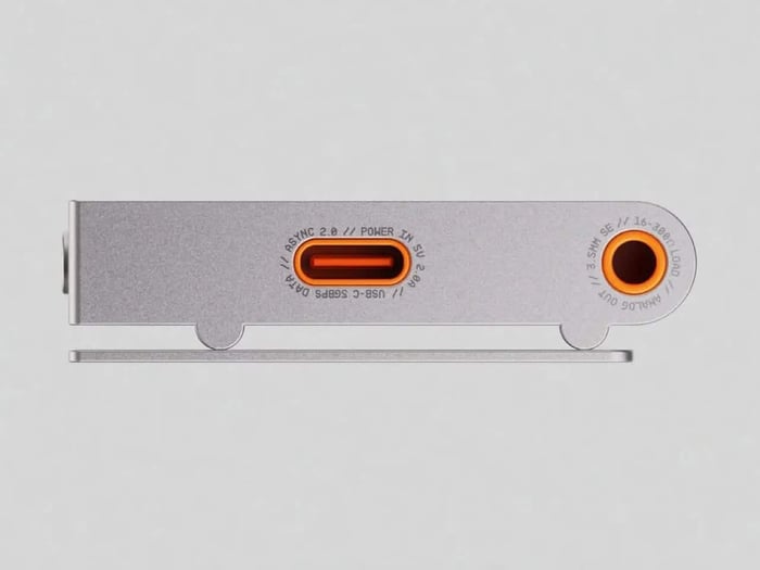 MAD-5 aluminum music player shown from the rear