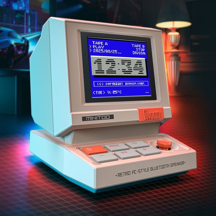 MiniToo retro PC style pixel Bluetooth speaker and alarm clock