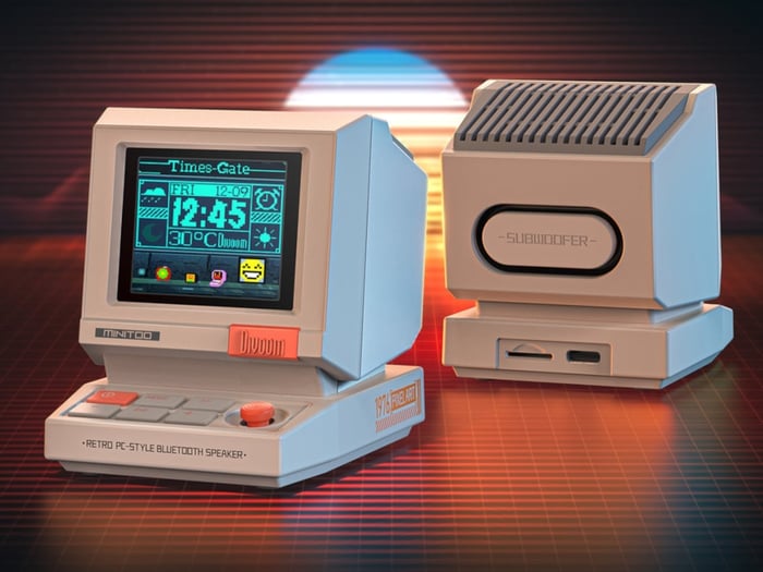 Pixel art display in retro style