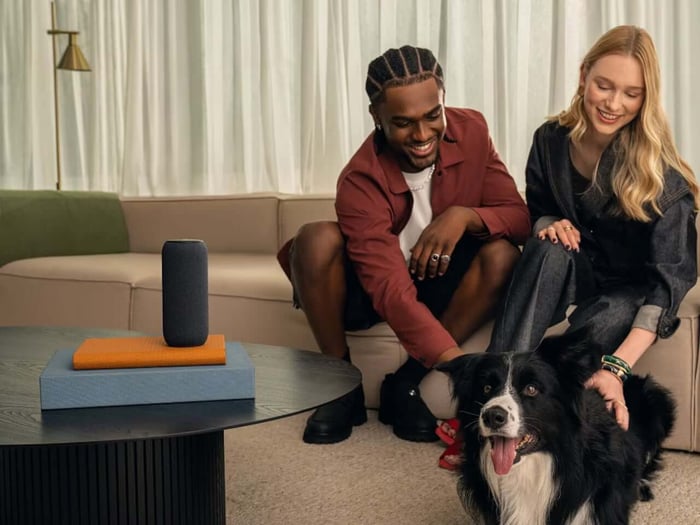 moto sound flow speaker resting on wireless charging dock