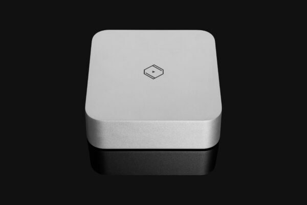 Top view of the Silent Angel Bonn N8C switch, showcasing its clean, compact design