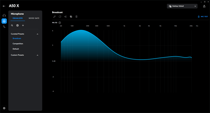 Equalizer customization in Logitech G Hub