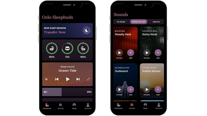 Ozlo Sleepbuds app interface