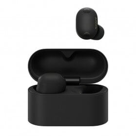 Close-up of Sony WF-1000XM6 earbuds in black