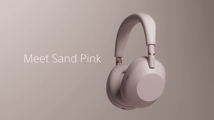 Sony WH-1000XM6 in the pastel Sand Pink shade, boasting a subtle matte texture.