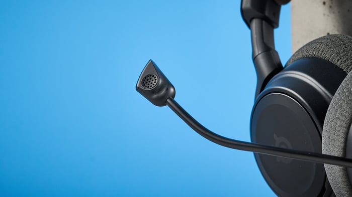 Mic close-up showing boom mic