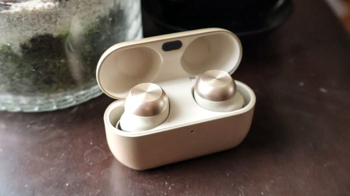 Premium wireless earbuds in a competitive audio market.