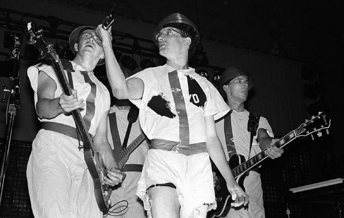 Devo performing live, 1980
