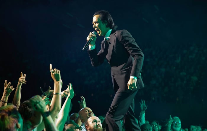 Nick Cave performing in 2026