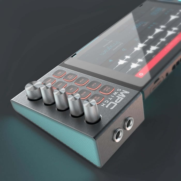 Connectivity ports for MIDI and USB devices on the concept controller
