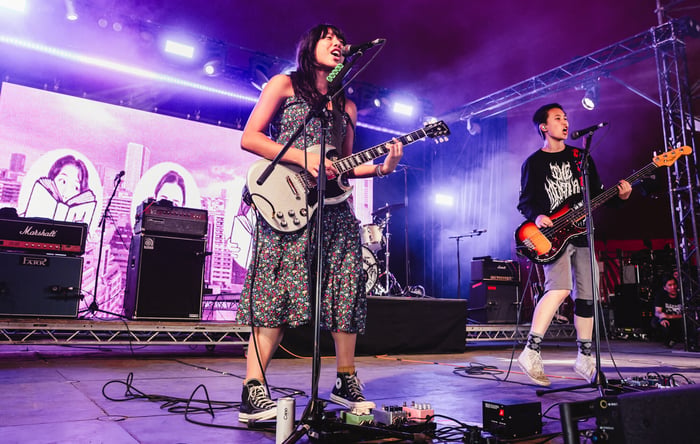 The Linda Lindas live at Reading 2025. Credit: Andy Ford