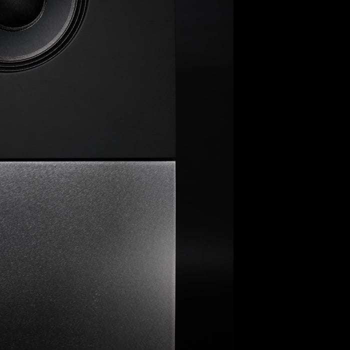 Symmetry and minimalist design create a striking presence that doubles as art and audio equipment.