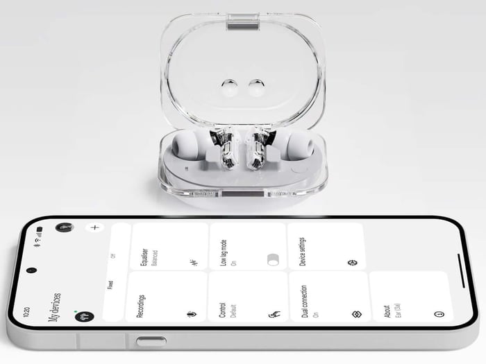 Earbuds placed in their charging case