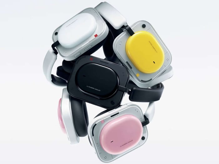 Close-up of Nothing Headphone (a) driver and earpad