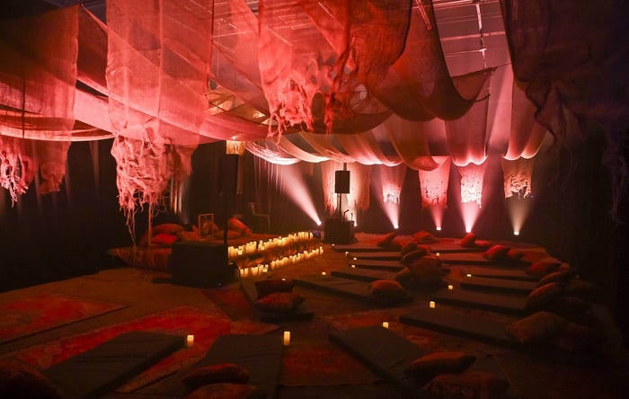 The exhibit vividly depicts the bombardment that turned the festival grounds into a battlefield.