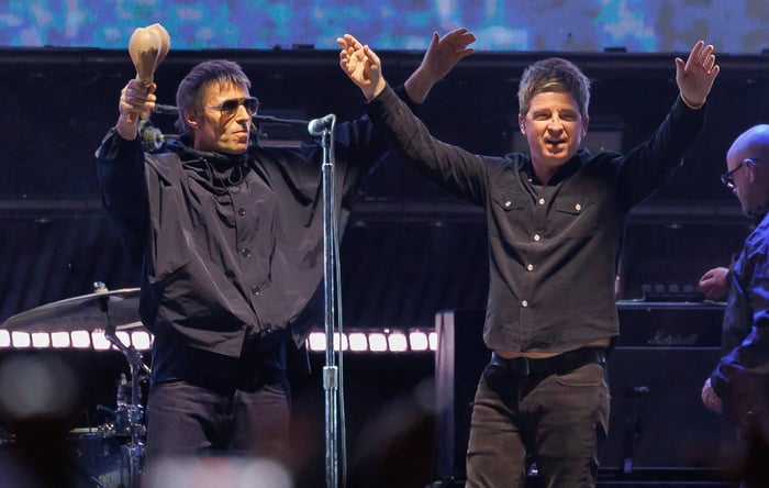 Liam and Noel Gallagher during Oasis reunion