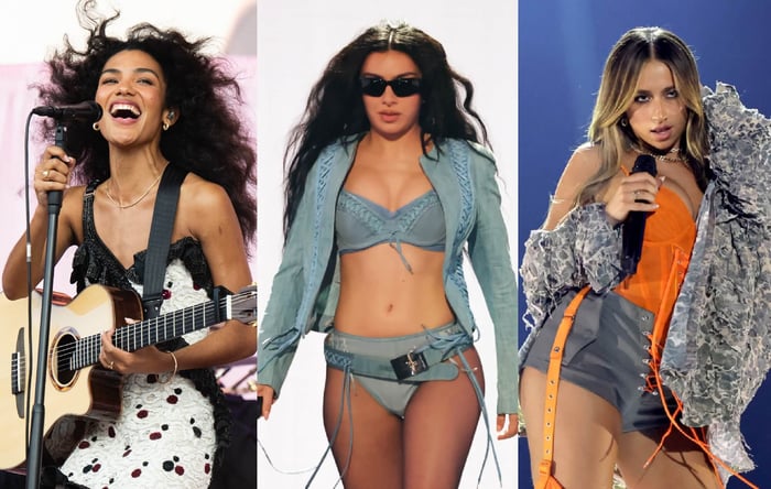 Olivia Dean, Charli XCX and Tate McRae composite image