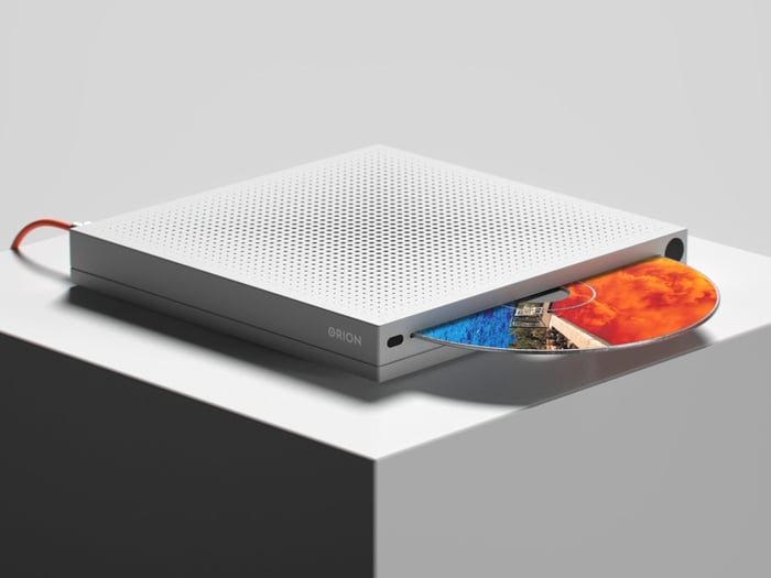 Orion CD player concept, sleek metal design