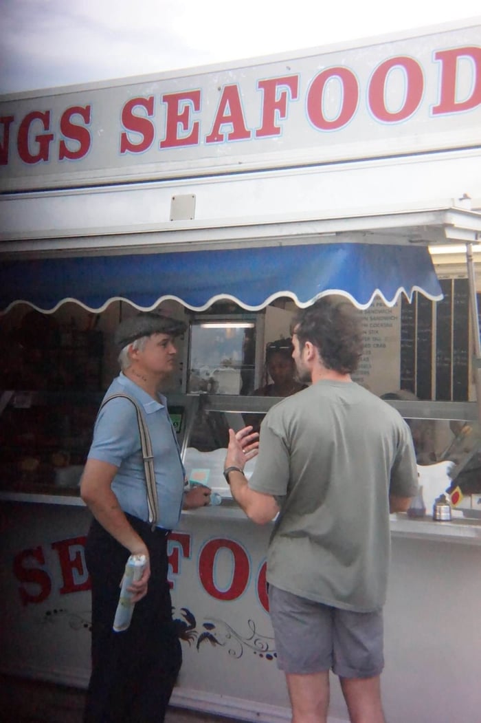 Pete Doherty and Josh Pugh during filming in Margate