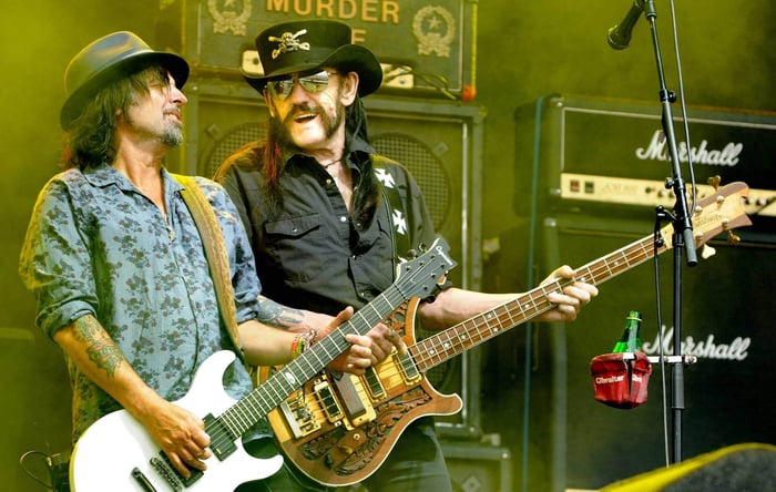 Phil Campbell performing with Motörhead on stage