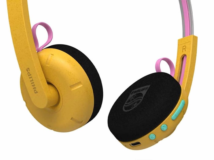 Side view of Philips Ringo Duo headphones highlighting retro design