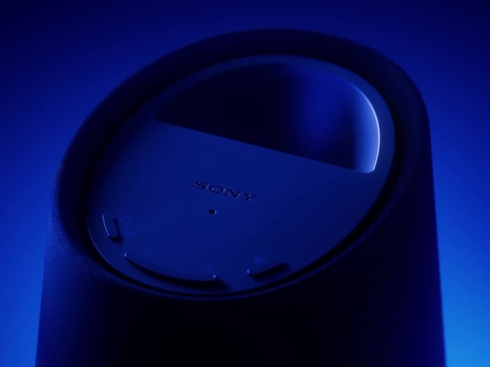 Top-down view showcasing speaker build quality and controls
