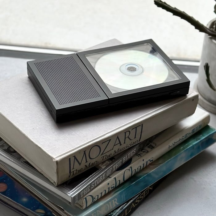 Side view of Portable CD Cover Player