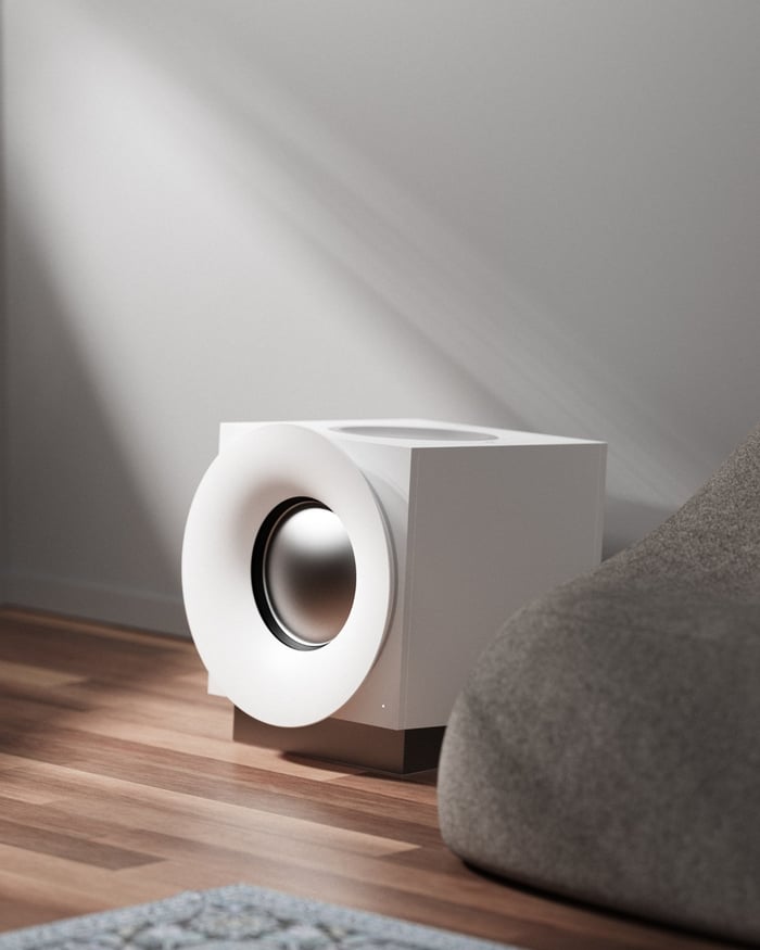 Porty Play tabletop speaker in a modern living room setting
