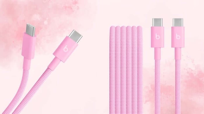 Power Pink Beats Cable in all its braided glory