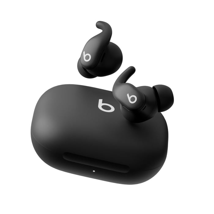 Close-up of Powerbeats Fit with flexible ear hooks