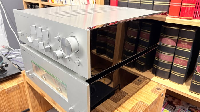 Meticulous craftsmanship shines through the aluminum and polished wood of Yamaha’s flagship amps.