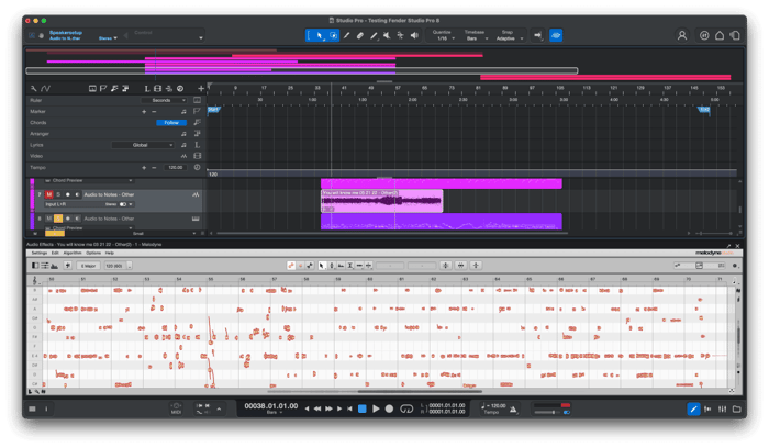 Fender Studio Pro Audio Menu Dropdowns