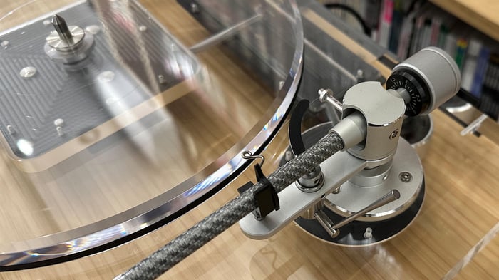 Audio-Technica AT-LPA2 acrylic turntable with sleek transparent design