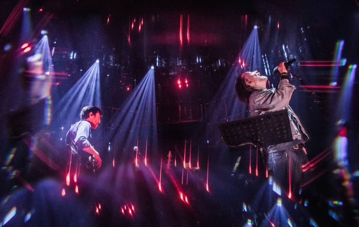 Radiohead in London, 2025, performing live